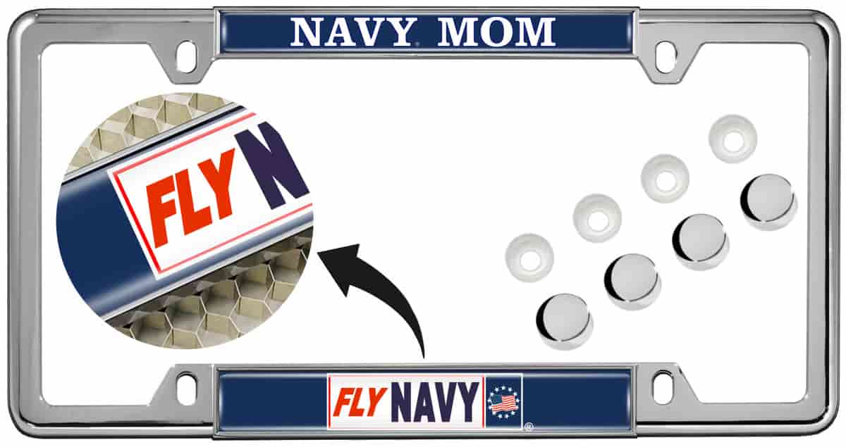 Fly Navy Mom - Car Metal License Plate Frame